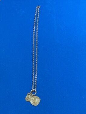 Silver plated necklace w/ 2 Medallion Pendants, women's
